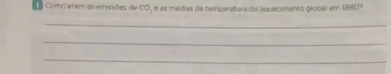 1 Como eram as emissôes de CO_(2) e as médias de temperatura do aquecimento global em 1880?
__