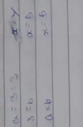 a=3: 3 & x=y 3=b & x=5 a=b & x=5