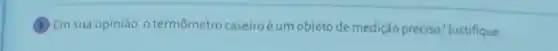 (B) Em sua opinião, 0 termômetro caseiro é um objeto de medição preciso? Justifique