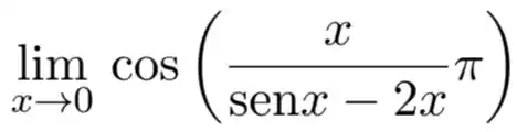 lim _(xarrow 0)cos((x)/(senx-2x)pi )