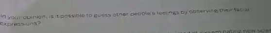 In your opinion, is it possible to guess other people's feelings by observing their facial
expressions?