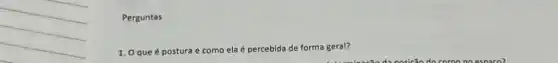 Perguntas
1. Oque épo postura e como ela é percebida de forma geral?