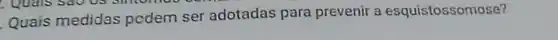 Quais medidas podem ser adotadas para prevenir a esquistossomose?