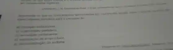 ronam villinas of
ser considerados legitimos.
CARVALHO, J. M. Cidadania no Brasil: o longo caminho/Rio de Janeiro caresports
Argumenta-se que as reivindicaçōes apresentadas por movimentos sociais como o descrito no
como objetivo contribuir para o processo de:
a) inovaçǎo institucional
b) organização partidária.
C)parlamentar.
d) estatizaçǎo da propriedade.
e) democratização do sistema.