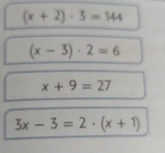 (x-3)cdot 2=6
countries
3x-3=2cdot (x+1)