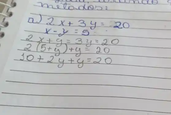 ) x+y=3y=20 2(5+0)+y=20 0+2y+y=20