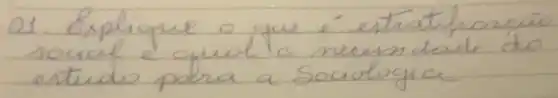 01. Explique o que é estratificacae social e qual a neces dade do estudo para a sociologica
