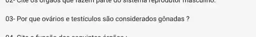 03- Por que ovários e testiculos são considerados gônadas?