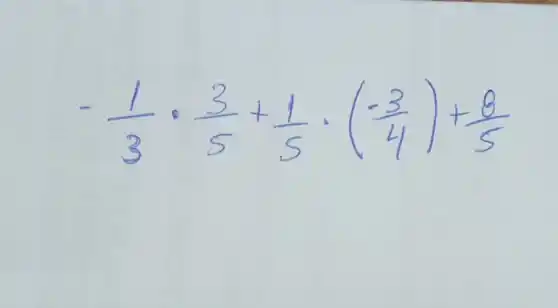 -(1)/(3)cdot (3)/(5)+(1)/(5)cdot ((-3)/(4))+(8)/(5)