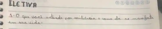 1-O que vaci entende par resiliencia e cama ela re manifesta em sua vida?