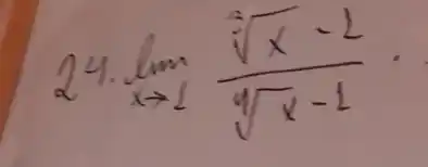 24. lim _(x arrow 1) (sqrt[3](x)-2)/(sqrt[4](x)-1)