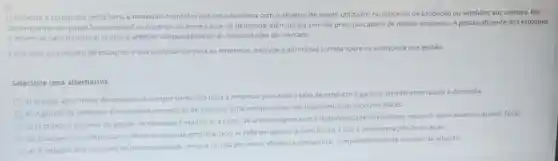 2)
estoque é composto pelos bense materials mantidos por uma empresa com o objetivo de serem utilizados no processo de produção ou vendidos aos clientes. Ele
desempenha um papel fundamental no controle da e da demanda, além de ser um dos principais ativos de muitas empresas. A gestão eficiente dos estoques
é essencial para minimizar custos e atender adequadamente as necessidades do mercado.
Com base no conceito de estoques e sua importancia para as empresas.assinale a afirmativa correta sobre os estoques e sua gestào.
Selecione uma alternativa:
a) Manter altos niveis de estoques é sempre vantajoso para a empresa pois evita a falta de produtos e garante atendimento rápido à demanda
b) Agestǎo de estoques é irrelevante em setores de serviços, uma vez que esses nào trabalham com produtos fisicos.
c) Oprincipal objetivo da gestào de estoques equilibrar o custo de armazenagem com a disponibilidade de produtos, evitando tanto excessos quanto faltas.
d) Estoques nào influenciam o fluxo de caixa da empresa, pois se referem apenas a bens fisicos e nǎo a movimentaçóes financeiras.
e) Aredução dos estoques ao minimo possivel sempre resulta em maior eficiência operacional, independentemente do setor de atuação