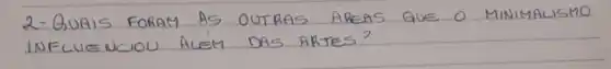 2-Quais foram As outras areas que o Minimalismo INFLUENCIOU ALEM DAS ARTES?