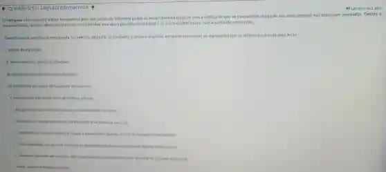 4 Questão 3/10 - Logistica Internacional >
transporte internacional é a base fundamental para que paises de diferentes partes do mundo possam com a certeza de que as mercadorias chegarão aos seus destinos nas condições acordadas Devido a
essa relevância . diversas atividades precisam ser realizadas para que o processo ocorra dentro do prazo estabelecido e com a qualidade necessária.
Considerando a importância mencionada no contexto ANALISE as atividades a seguir e enumere, na ordem sequencial, as explicações que se relacionam a cada uma delas:
1. análise da legislação
II. envolvimento do agente de transporte
III. retirada da mercadoria no local de origem
IV. contratação do seguro de transporte internacional
V. levantamento das regras técnicas relativas a carga
( ) Responsáveis pelas diversas ctapas da movimentação da carga
( ) Avaliação das regras aduanciras do transporte e da natureza da carga
( ) Caracteriza-se como a primeira atividade a ser realizada quando se trata de transporte internacional
( ) Ação importante que envolve conhecer as especificidades da carga para evitar avarias no transporte.
( ) Alividade que pode set realizada pelo importador ou pelo exportador pois depende do Incoterm negodado
Agora marque a sequencia correta
49 Ler em voz alta