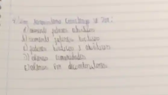 4) um Iotenislma Cooding - mathrm(d) ??
A) inanint fateros abidion
b) nomints jelones biólico
c) fadorlo biaticos I abictuon
D) ajaran comandades
E) ofimas for dicomionitones