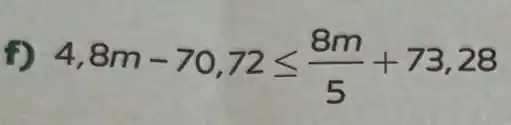 4,8m-70,72leqslant (8m)/(5)+73,28