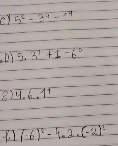 5^2-34-19
5.3^2+1-6^0
406.77
(-6)^2-422(-2)^2