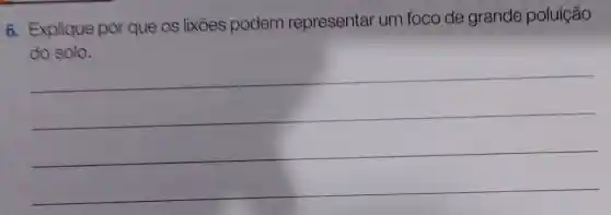 6. Explique por que os lixōes podem representar um foco de grande poluição
__