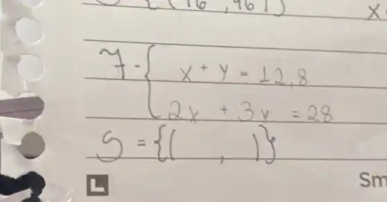 7-}{l)x+y=12,8 2 x+3 y=28