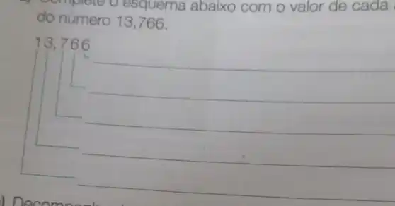 complete o esquema abaixo com o valor de cada
do número 13,766.
13,766
__