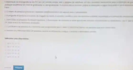 A elaboração da monografia ou do TCC em um sentido amplin, tem o
avaliação academica em nive de graduaçko ou pos graduage
Falso:
(10 objeto de pesquisa precisa ser relevate certhement ento aperus para
(1) A pergunta de pesquise to ports de chegada de todos on estuden do peoples
( ) Nern todas as pesquisas formularn hipiteses.formulacles de hopinesses is A. thin C.
um dado acera de
(1) Ajustificativa dis pespusa to momente gue se apresenta para o letter
A.respects dos diferentes the de pescuisa analise an alemaghes a regure
Selecione uma alternative
. V. Livit
V-y-F.E
V-L-y-P
di VISEI
Nut.