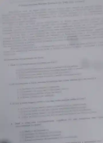 Impacto das Redes Sociais na Vida dos Jovens
redes cociats thim so lomado parto integral da vise
pherando a forma como eles an comunicam, consomer untomagao a se relacionam
an seru redor Plataformas come compartition suas vidas oprides o interesises com and audiencia global; 0. que podo ler tante
eleitos positros quanto negativos
Por um tedo, as rede
sociais proporcionam
im espago
expression individual
criatividade, onde os lovens
podem explorar
per spectives
Alem disso, essas
plataformas podem ner uni
poderos
forramenta educacional oferecendo acesso a uma vasta quantidade de informacilo e rocursos
Por outro lado. o. usb excessive das redes socials pode trazer consequencias
Estudos apontam que a busica constante por validar,Ao. na forma de curtidas
comentarios
afetar a autoestima dos adoloscentes e aumentar os niveis do ansiedade
exponicalo constants a padrides meas de beleza e sucesso
pode distorcer a
percepcio que
tem de simesmos e do mundo
Portanto, 6 essencial que os adolescentes aprendam a utilizar as redes
sociais de form
saudavel e equilibrada reconhecendo tanto os beneficios quanto os nscos
associados
plataformas
Exercicios de Interpretação de Texto
1. Qual 6 o principal temo abordado no texto?
a. a) A influência das redes sociais na autoestime dos adultos
b. b) Os beneficlos educacionais das redes socials para os jovens
impacto das redes socials na vida dos jovens
d. A relactio entre redes cocials e a saude mental dos adultos
2. De acordo com o texto, um dos beneficios das redes sociais para os jovens e
a. Aumento da ansiedade e depressio
b. b) Conexio com pessoas de diferentes culturas
xposição a padroes irresis de beleza
d di Buson constante por validação
3. Oque o texto sugere sobre o uso das redes sociais polos jovens?
B. a) Que os jovens devem evitar completamente is redes socials
as redes socials sao operas prepidicias para cs
C. Que os jovens devem usar as redes socials de forma equilibrade
d. d) Que as redes socials nào tâm impacto lignificative na vida dos jovens
e uma das consequencias negativas do uso excessivo das reder
mencionadas no texto?
a. a) Methora da autoestima
b. b) Aumento do senso de comunidade
niveis de
d. d) Desenvolvimento de habilidades de comunicaplo
can distorcer a percepcao dos