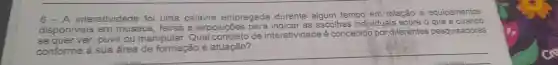 A interatividade foi uma palavra empregada durante algum te tempo em relação a equipamentos
disponíveis em museus, feiras e exposições escolhas ind
individuais sobre o que e quandc
se quer ver, ouvir our manipular. Qual de
interatividade é concebido do por diferentes pesquisadores
conforme a sua área de formação e atuação?