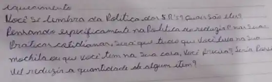 Kece'se limbra da Rolitica ala 5 R's? quair sä̀ elu? Rentando eprcificamente na lilica de redujir enas suar Braticas cotidianar, serai que trico que Vacilula na sua machila ou que voce tem na sua cala, Verci preciin? Sería Par Vel reduzir a quantidade de algum item?