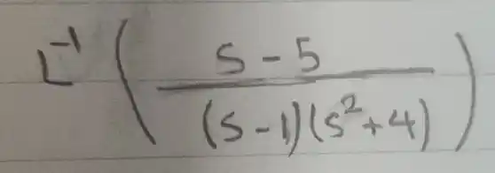 L^-1((s-5)/((s-1)(s^2)+4))