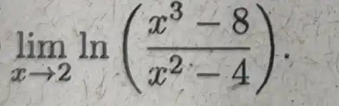 lim _(xarrow 2)ln((x^3-8)/(x^2)-4)