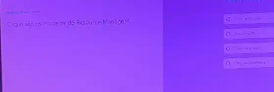 Nouta 5 at 10
Nrouta de acdo una
O que são os modelos do Resource Manager?
Discos gerenciados
Aquvos I SON
Máquinas virtuas.
Conjunto de softwares.