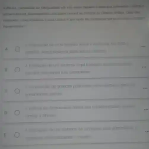 A Persia, conhecida na Antiguidade por seuvasto imperio e pein sua influencia cultural e
administrativa, desempenhou um papel crucial na historia do Oriente Antigo Qual das
seguintes caracteristicas é uma marca importante da civilizaçide persa durante o imperis
Aquemenida?
imposicão de uma religiáo unica e uniforme em
A
imperio sem tolerancia para outras crencas
A fundacao de um sistema legal baseado exclusivamente
B
nas leis oraculares dos sacerdotes
A construcão
us
trucao de grandes piramides como tumulos para os
C
governantes persas
A pratica da democracia direta nas cidades-estado persas,
...
D
similar a Atenas
utilização de um sistema de satrapias para administrar e