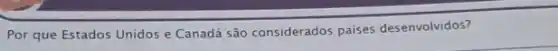 Por que Estados Unidos e Canadá são considerados paises desenvolvidos?