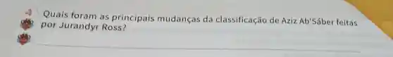 Quais foram as principais mudanças da classificação de Aziz Ab'Sáber feitas
por Jurandyr Ross?