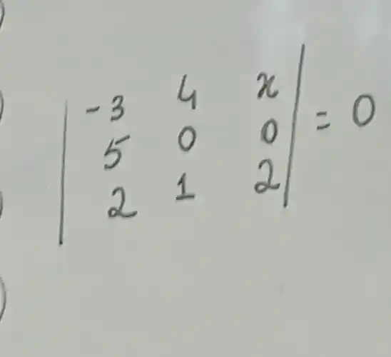 vert } -3&4&lambda 5&0&0 2&1&2 vert =0