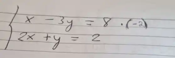 {x-3 y=8 cdot(-2) 2 x+y=2.