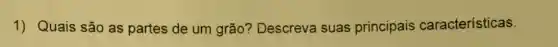 1) Quais são as partes de um grão? Descreva suas principais características.