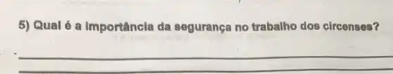 5) Qual é a importância da segurança no trabalho dos circenses?
__