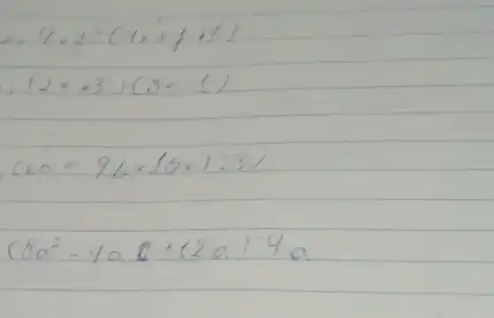 6,4 x y^2(4 x+y+1) (2 x+3)(5 x-1) (60 times 96 times 15 times): 3) (8 a^2-4 a c+52 a): 4 a