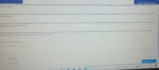 ANDRIA CAR OLINAL IMA DE
siderando que a aprendizagem que ocorre por meio da brincadeira é mais significativa para o aluno avalie as estratégias que podem ser utilizadas pelos professores da educação infantil no que diz respeito a aquisição dos conceitos
direção e sentido.
A brincadeira do "mestre mandou", em que o professor dá comandos como girar para a direita, dar dois passos para a frente e abracar o colega mais proximo, pode auxiliar criancas da educacão infantil a compreenderem os sentidos de
eção e sentido.
desenho da sala, no papel quadriculado para a criança localizar um colega que esteja longe do professor e perto da janela, por exemplo, pode ser uma boa estrategia para que a crianca consiga ga se localizar no espaço a partir da
ompreensão dos sentidos de direção
II. Uma estratégia que pode ser utilizada pelo professor para auxiliar as crianças a compreenderem as nocōes
de sentido e direcão seria passear com os alunos pelo pátio da escola dando direcōes: es: a frente, a esquerda,e sentidos: na
nesma direção assim, eles conseguiriam se localizar melhor no espago.
E correto o que se afirma em
A) I, apenas
B I, II e III
C)	II, apenas
D) le III, apenas
E) II elli, apenas