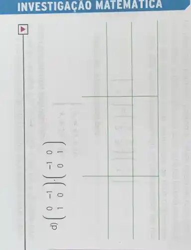 INVESTIGACAO MATEMATICA
d) (0 & -1 1 & 0 & 1)