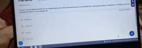 Perpunta 4 de 20
Trocar a via de administração de um medicamento por total desconhecimento do procedimento, provocando danos ao paciente, no entanto, sem ter .
intencilo de fazé-10 é um exemplo de:
Resposta obrigatória
Negligincia
imprudincia
Impericia