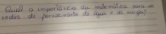 Qual a importância da matemática para as redas de fornscimento da água e de energia?