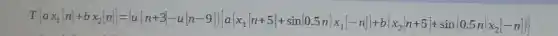 T(axvert a)vert avert ,bvert =vert avert +bvert -avert (-a)vert avert v_(1)(v+5)+sin(0.5n)x_(2)-cvert +bx_(2)(n+5)+sin(0.5n)x_(2)-v_(2)^2