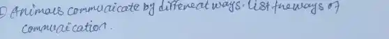 1) Animals commucicate by differeat ways. list theneays of commurication.