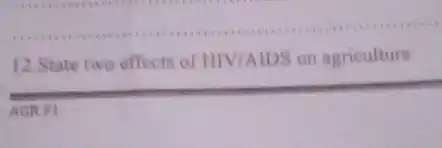 12.State two effects of HIV/AIDS on agriculture