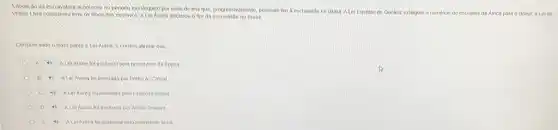 A abolicao da escrivatura aconteceo no periodo mondrquico por melo de leis que progressivamente, puseram fim a escravidilo no Brasil.
ALei Eusebio de Queiroz extingulu	vos da Africa para o Brasit, a Leido Ventre Live considerou livie os fillos dos escravos, a Let Aurea declarou o fim da escravidio no Drasil.
Considerando o texto sobre a Lei Aurea, 6 correlo atirmar que
A Lei Aurea for assinada peto presidente da epoca
ALei Aurea fot assinada por Pedio A Cabral
4) A Lei Aurea fol assinada pela Princesa isabel
D	A Lei Aurea fol assinada por Anisio Teixeira
A Lei Aurea for assinada pelo presidente atual