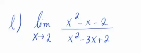 l) lim _(x arrow 2) (x^2-x-2)/(x^2)-3 x+2