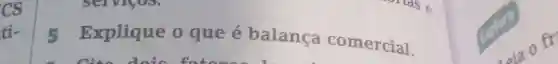 5 Explique o que é balança comercial.